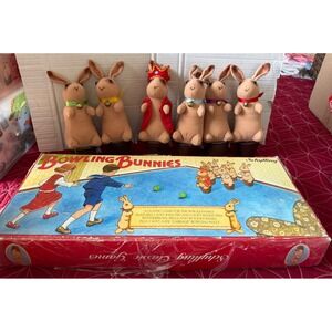 Vtg 1998 Schylling Bowling Bunnies Soft Plush Indoor Game Set with Box **read**